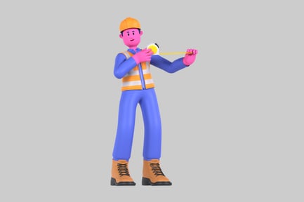 Preview: Stylized Construction Worker with Tape Measure