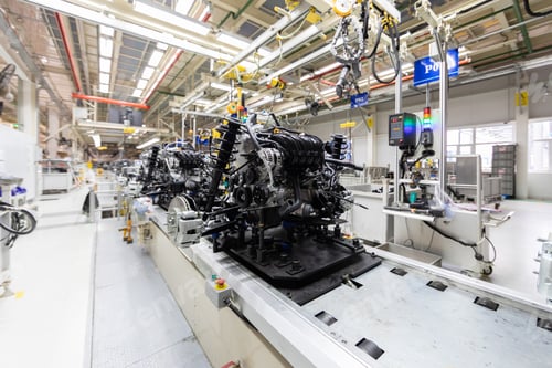 Preview: Assembly of motor vehicle. Robotic equipment makes Assembly of car. Modern car Assembly at factory