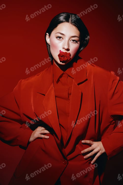 Preview: Beauty in Motion: A Glamorous Portrait of a Young Female Model with Elegant Style and Sensuality