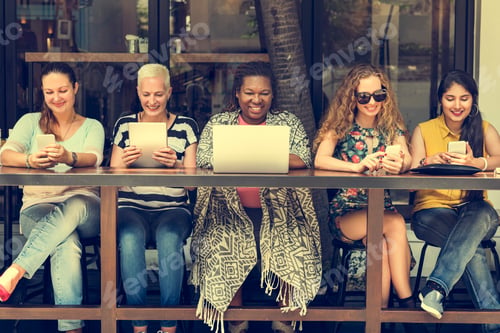 Preview: Women Using Digital Device Concept