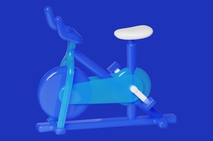 Preview: Blue exercise bike with white seat
