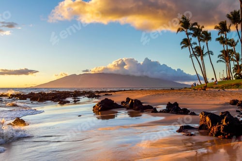 Preview: seascape, landscaped, beach, sunset, sunlight
