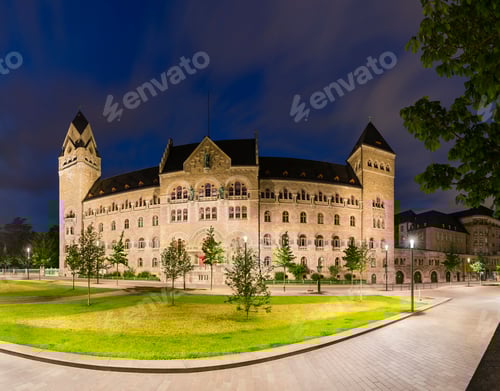 Preview: Former Prussian Government Building in Koblenz, Germany At Night