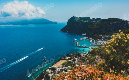 Preview: View of beautiful Marina Grande habour from above, Capri island, Italy