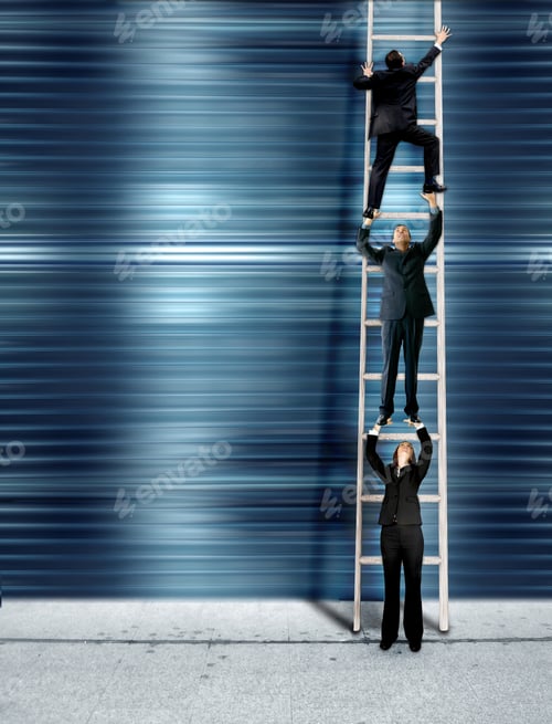 Preview: Three Business People Climbing The Corporate Ladder, Montage