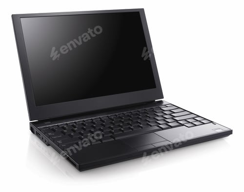 Preview: Modern black laptop isolated on white background