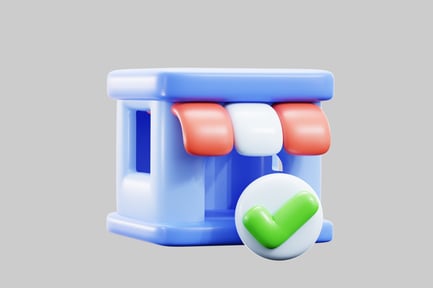 Preview: Successful business storefront checkmark icon