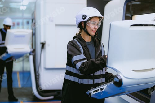 Preview: Professional technician checking and repairing part of automatic machine