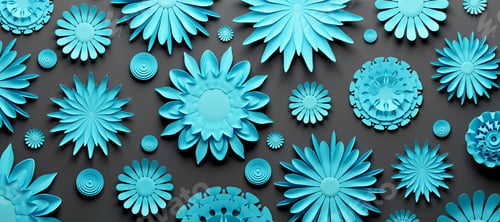 Preview: Deep blue paper flowers on black - elegant background