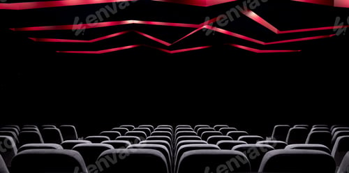 Preview: Concert hall, cinema hall with switched off lights and soft seats.