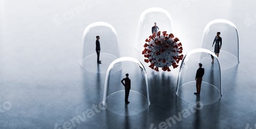 Preview: Coronavirus Covid19 between people in glassy protection. Social distancing