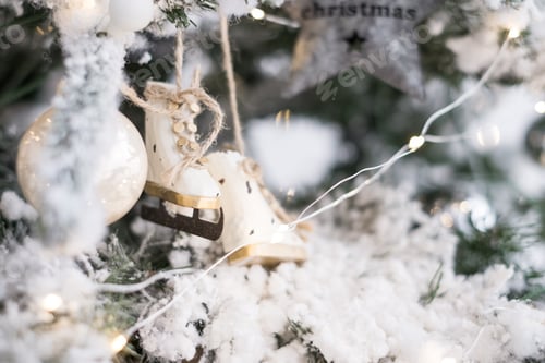 Preview: Christmas decorations on the tree. christmas winter background