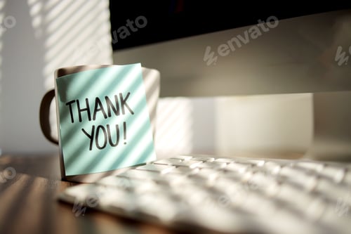 Preview: Words Thank You Written on Sticky Note at Office