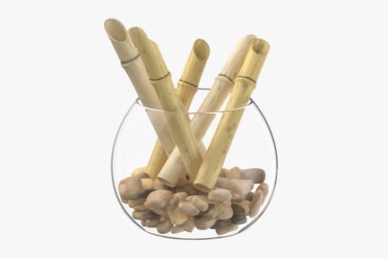 Preview: Bamboo Stalks in Glass Bowl with Pebbles