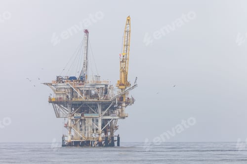 Preview: Industrial oil rig platform located in a marine environment,