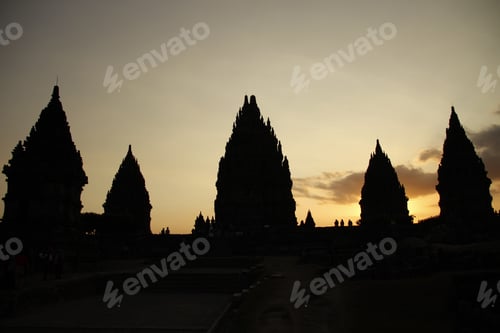 Preview: Sunset in a beautiful temple in prambanan, Yogyakarta, Java. Indonesia