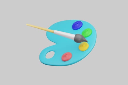 Preview: Cartoon paint palette and brush