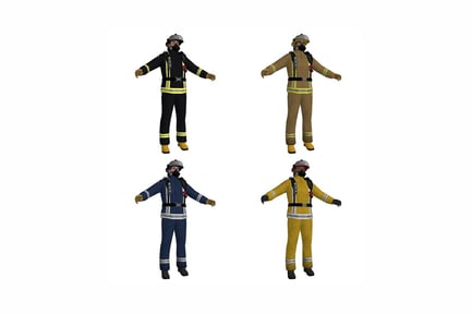 Preview: Four orthographic views of firefighter figure