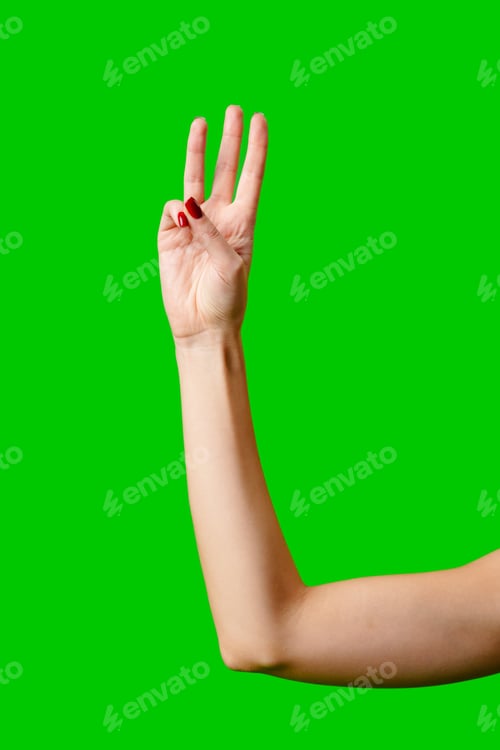 Preview: Womans Arm Hand Sign Raised in the Air