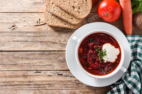 Preview: Traditional Ukrainian Russian borsch. Beetroot soup
