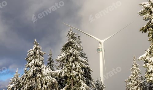 Preview: Wind Turbine on top of Grouse Mountain during cloudy winter season