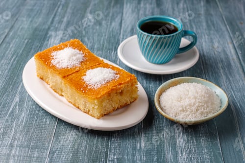 Preview: Homemade turkish dessert semolina cake.