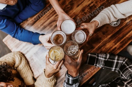 Preview: Friends toasting with beer, celebration photo