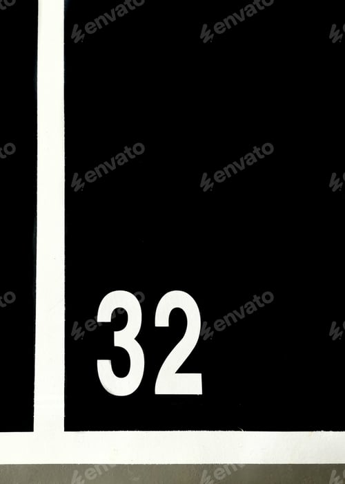 Preview: Parking numbers on a parking lot floor. Free space available, Park numbering background