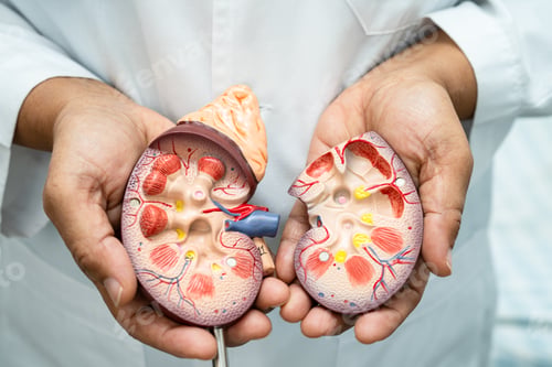 Preview: Kidney disease, Chronic kidney disease ckd, Doctor with human model to study and treat in hospital.