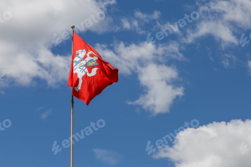 Preview: state historical flag of Lithuania against the blue sky