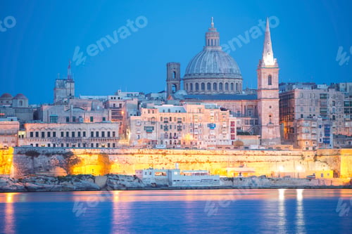 Preview: Valletta skyline at dusk, Malta