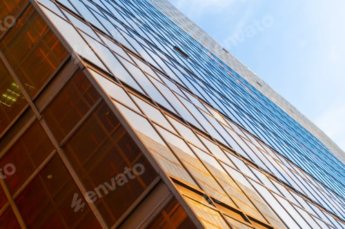 Preview: Office buildings windows. Glass architecture facade design with reflection