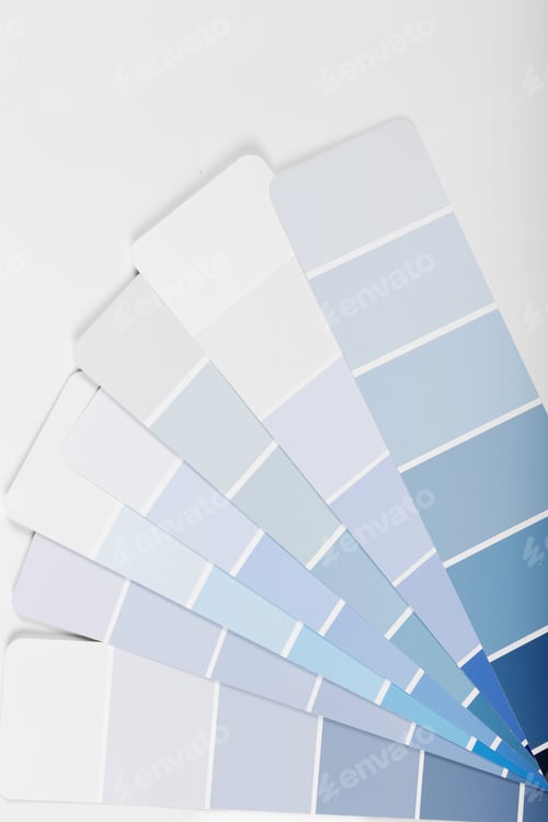 Preview: Blue Color samples palette design catalog.