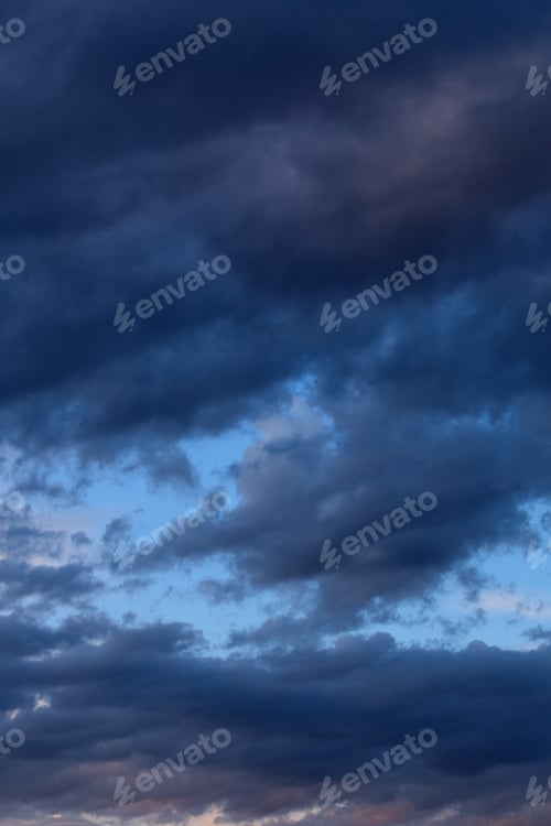 Preview: Blue dark clouds in the sky before the rain, evening, twilight