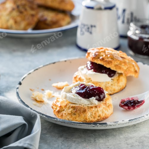 Preview: Traditional English pastries for afternoon tea: scones.