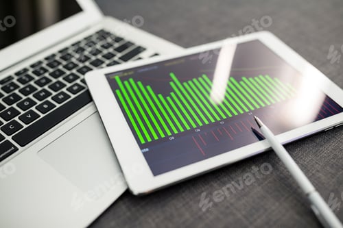 Preview: Tablet pc showing charts