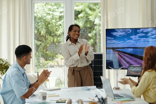 Preview: Business People Applauding After Successful Presentation