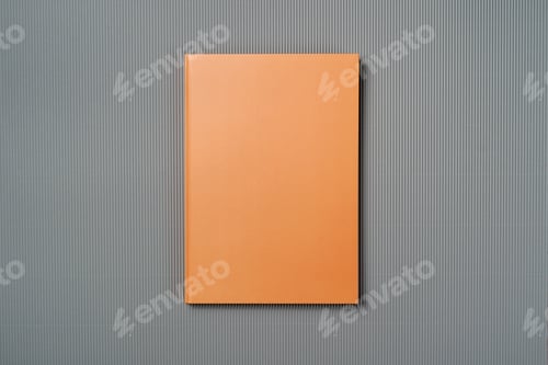 Preview: Orange leather notebook on a intense gray background