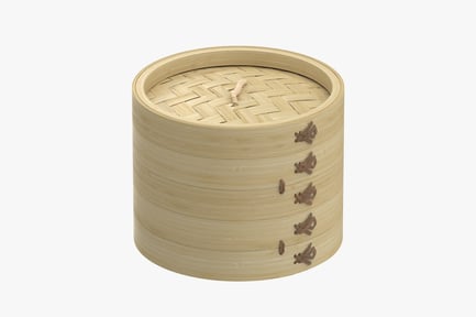 Preview: Traditional Round Bamboo Steamer with Lid