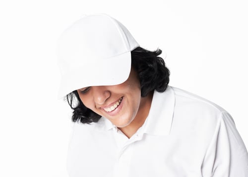 Preview: Women's plus size fashion white cap apparel mockup