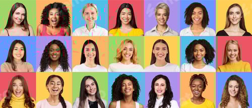 Preview: Composite set of optimistic diverse multiracial women