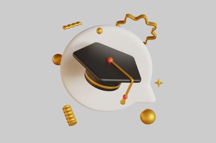 Preview: Graduation cap with tassel in a speech bubble