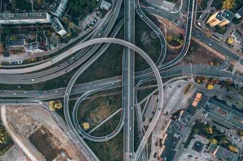 Preview: Aerial view of highways with overpass intersections