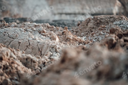 Preview: Canyon quarry cut of arid soil in the desert