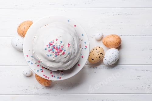 Preview: Traditional Easter cake decorated with colorful icing and sprinkles, symbolizing the festive spirit