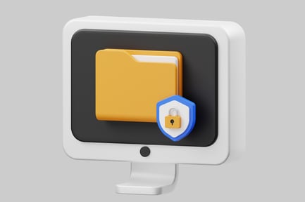 Aperçu: Écran d'ordinateur avec dossier jaune et écran bleu