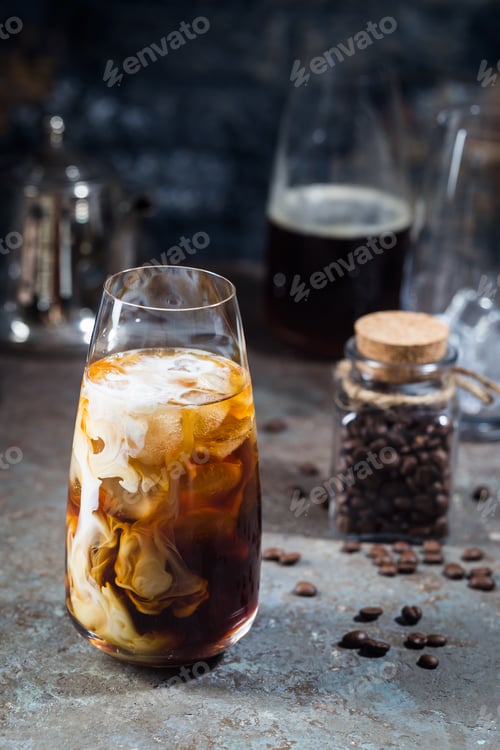 Preview: Ice coffee in a tall glasses