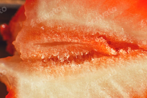 Preview: strawberry cut in half. strawberry core. background of half a strawberry