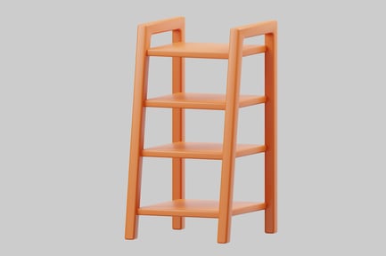 Preview: Orange four-shelf ladder bookcase storage