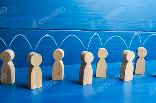 Preview: People are connected by a lines. A concept for sharing information